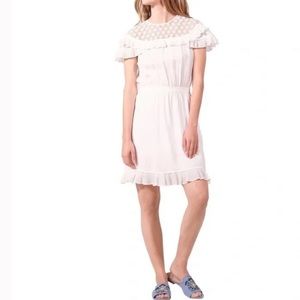 NWT Sandro Firenze Lace Inlay Ruffle Dress Size 2
